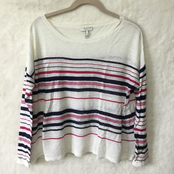 Joie White Multi-Striped Linen Sweater - Picture 2 of 9